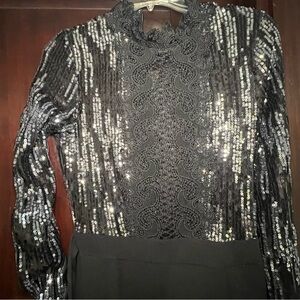 Elegant Black Sequin Jumpsuit